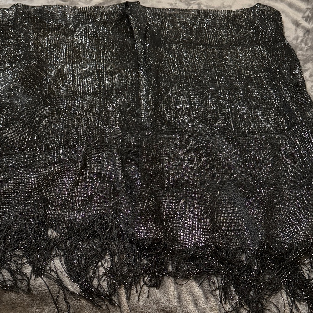 French Connection Black Metallic Fringe Vest